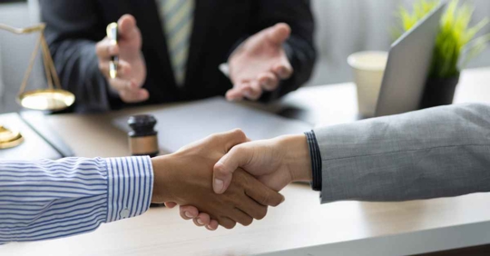 Lawyer mediating dispute and providing legal advice